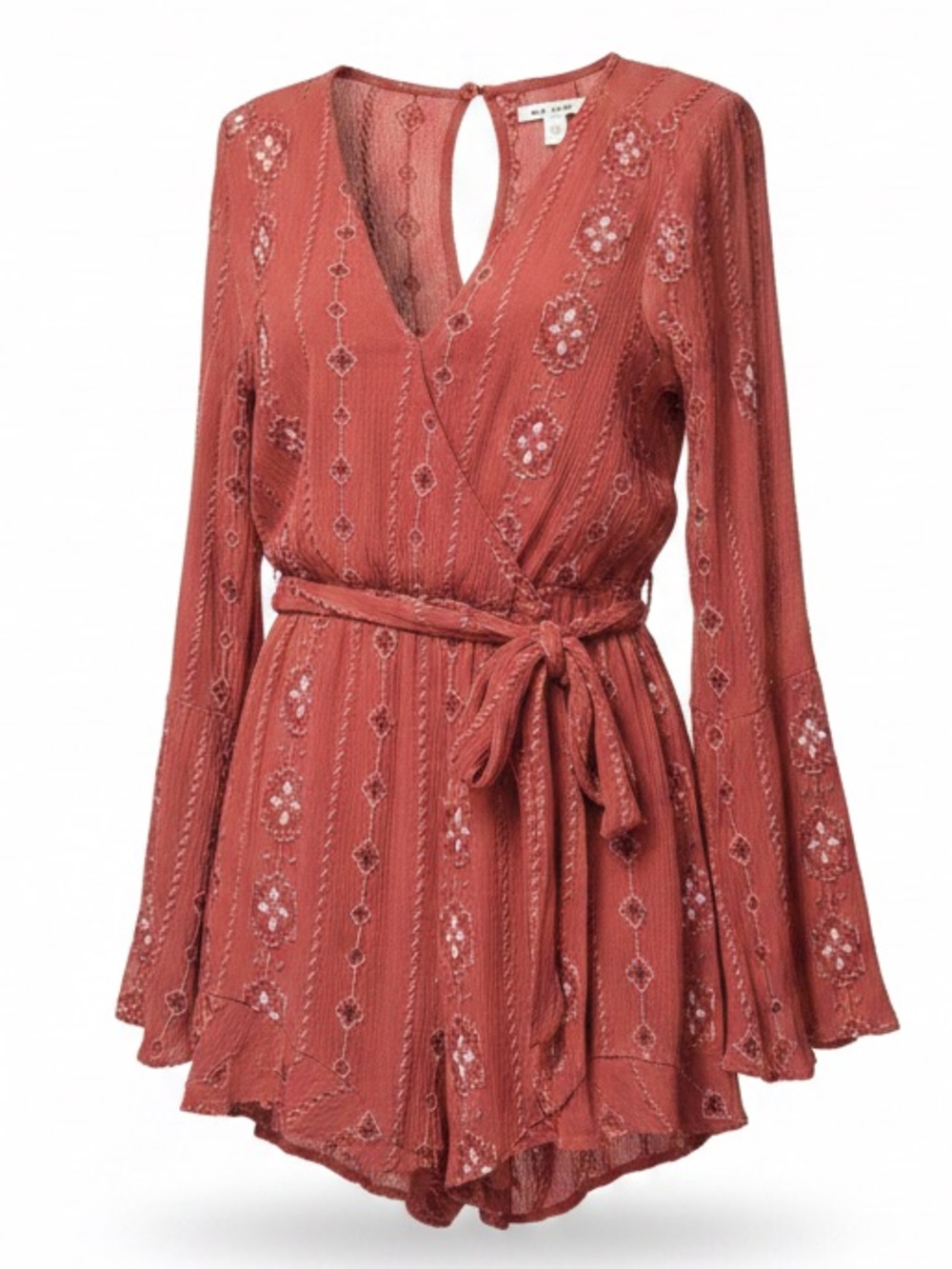 Mi Ami Brick Red Textured Romper with embroidery Size XS